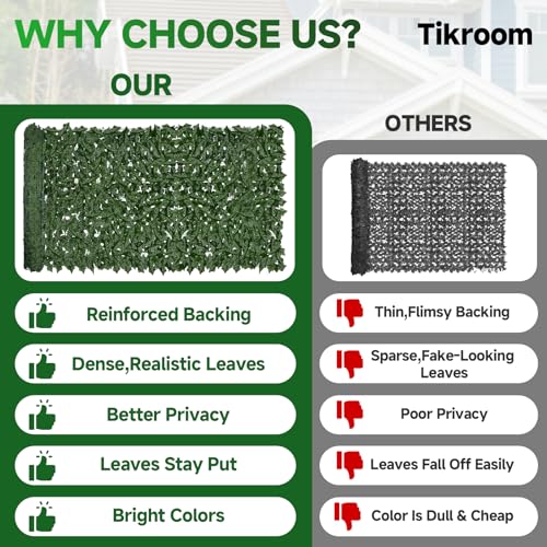 Artificial Ivy Fence Privacy Screen 120x40in UV-Anti Dense Faux Greenery Backdrop Fake Hedges Fence & Faux Ivy Vine Leaf Decoration for Patio Balcony Garden Wall Backyard Indoor Outdoor