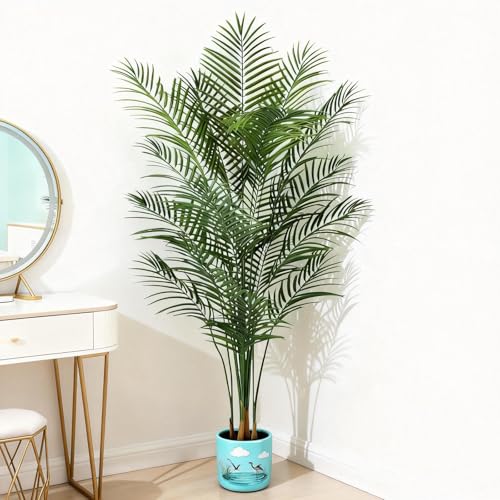 Artificial Palm Tree Indoor 6ft, Large Fake Tropical Areca Palm Tree with 18 Trunks, Faux Dypsis Lutescens Floor Plant in Pot for Indoor Outdoor Home Office Decor & Housewarming Gift - size: 6ft