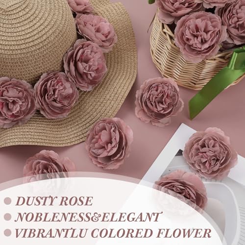Thiccywoov 50 Pcs Artificial Flowers, 3.2 Inches Silk Rose Head Flowers Fake No Stem for Wedding Bridal Bouquet Home Floral Decor DIY Centerpieces Arrangements Party Tables Decorations (Dusty Rose) - color: Dusty Rose