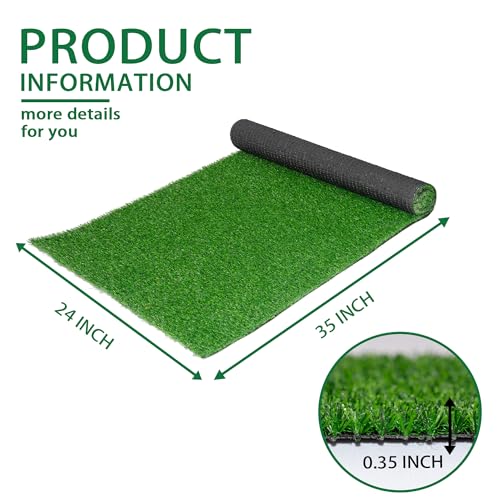 Artificial Grass Turf Lawn 35x24in,Realistic Artificial Grass Rug Indoor Outdoor, Dog Grass Mat with Drainage Holes,Fake Grass for Garden Lawn Landscape Balcony Decoration - size: 35X24IN