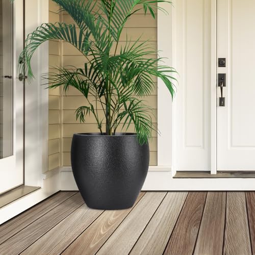 YNNICO Plant Pots 17.5/14.8/12.2 inch Set of 3, Flower Pots with Drainage Holes, Large Planters for Indoor Outdoor Garden Plants and Flowers. (Black) - color: Black
