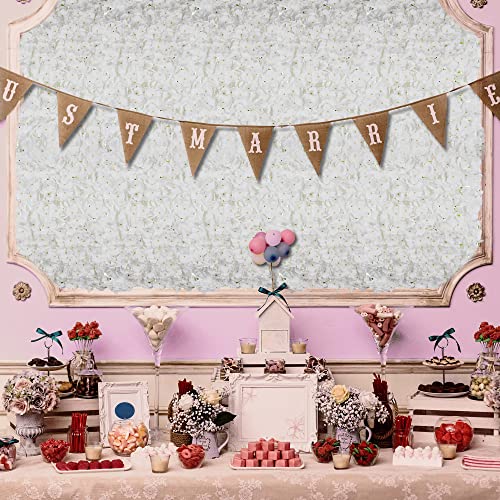 BLOSMON Flower Wall Panel Backdrop: 6 Pcs 24 x 16 Inch Ivory White Artificial Hydrangea Floral Walls for Wedding Party Baby Bridal Shower Decor - Hanging Fake Silk Flower Backdrop Decoration - color: Ivory White