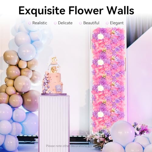 12Pcs Artificial Flower Wall Panel 15" X 15" Flower Wall Decor Backdrop Panels Floral Backdrop Wall Faux Flower Panel for Home Party Wedding Photo Backgdrop Decor (White,Pink) - color: White,pink