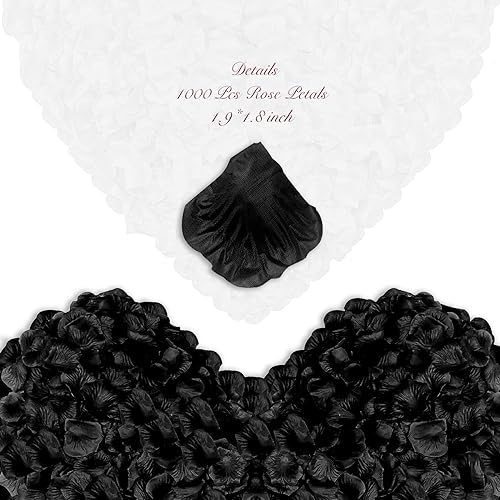 Pyrrhiax 1000Pieces Rose Petals, Artificial Flower Petals Black Rose Petals for Romantic Night,Wedding,Proposal Anniversary Flower Decorations (Black) - color: Black, size: 1000pcs