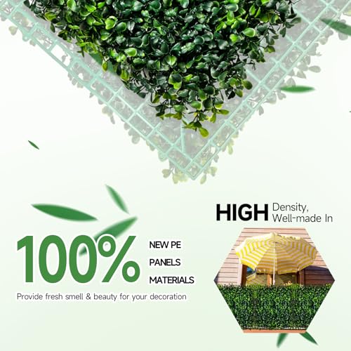 Grass Wall Panels, 12 PCS 10" x 10" Artificial Outdoor Privacy Panels UV-Protected Sun Proof Greenery Wall Backdrop, Boxwood Hedge Grass Wall Green Decor for Garden Party Wedding