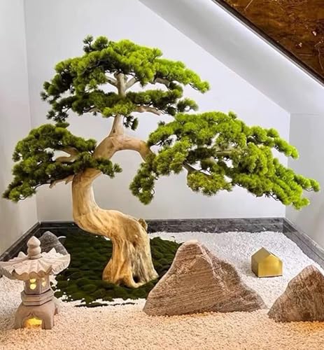Large Artificial Bonsai Tree - Faux Plants Indoor Podocarpus Tree, Realistic Guest-Greeting Pine Decor for Home Office, Living Room, Farmhouse Zen Decor (10FT) - size: 9ft 10in