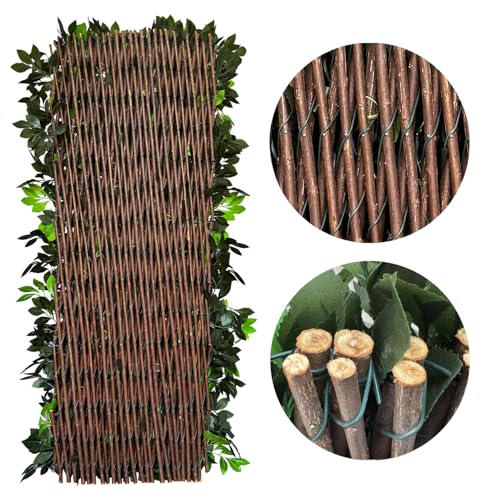 Expandable Privacy Screen with Artificial Flower for Balcony Patio Fence Greenery Privacy Fence Outdoor Leafy Purple Flowers 4pcs - color: Leafy Purple Flower, size: 4pcs