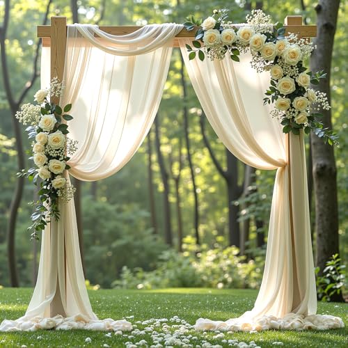 Wedding Arch Draping Fabric, 1 Panel 18FT Nude Sheer Backdrop Curtain Chiffon Fabric Drapery Voile Scarf Draping Panels for Wedding Archway Ceremony Curtain Valance Party Decoration - color: Nude, size: (1 Panel )6 Yards/18ft