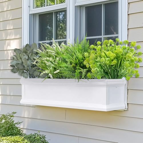12 Bundles 4 Styles Artificial Plants Outdoor Summer Decor, UV Resistant No Fade Artificial Flowers Faux Plants Fern Lavender Eucalyptus Plastic Greenery Shrubs for Outside Porch Garden Home Cemetery - size: 12 Pack