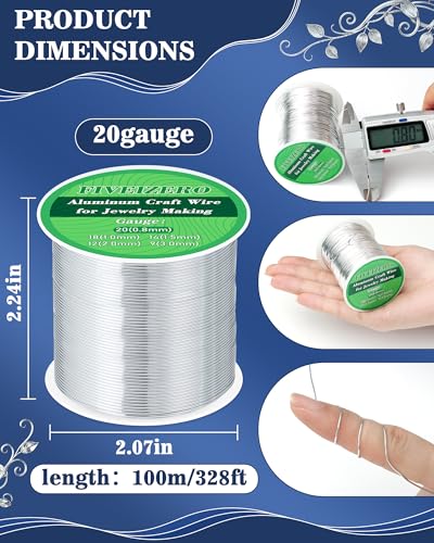 FIVEIZERO 20 Gauge Aluminum Craft Wire 328ft,Armature Wire for Sculpting, Bendable Metal Wire for Jewelry Making, Wire Wrapping, Floral Sculptures,Clay & Christmas Ornaments Crafting(Sliver) - size: 20 Gauge