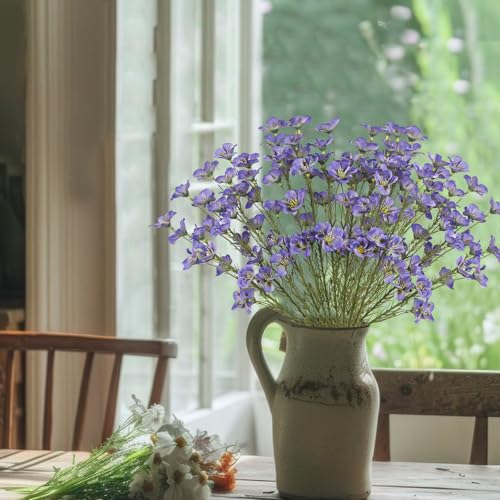 CITYES 10 Pcs Artificial Wildflowers with Stems Bulk Silk Spring Flowers 21 Inch Fake Forsythia Branches Purple Faux Wildflowers Floral Arrangements for Home Decor Indoor Outdoor Wedding Centerpieces - color: Purple