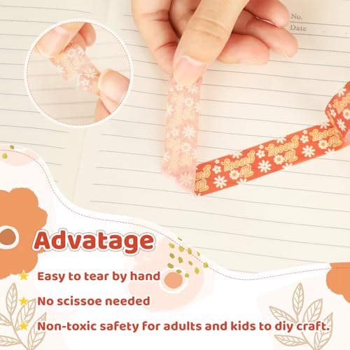 12 Rolls Boho Washi Tape Set, Vintage Watercolor Floral Cute Decorative Masking Tapes for Spring Arts DIY Craft Scrapbook Journal Planners Supplies Gift Wrapping 16.4Ft - color: B