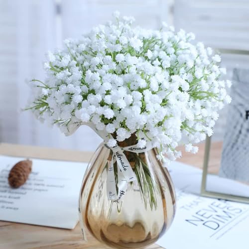 N&T NIETING Babys Breath Artificial Flowers Bulk White, 30Pcs Real Touch Faux Gypsophila Bouquets for Wedding Arch, Event Decor, Party Centerpieces, DIY Floral Arrangements, White - color: White, size: 30pcs-Standard