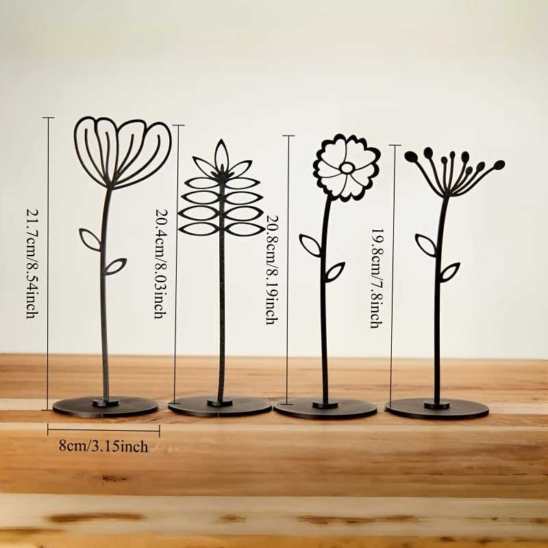 4 Pack Minimalist Floral Decorative Pieces with Stands—Perfect for Entryway and Desk Arrangements, Table Decor, and Creating a Cozy Atmosphere in Your Home