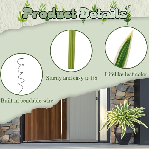 ucky 19.5" Artificial Dracaena Leaves Branches (20 Leaves, White-Edged Green), High-Fidelity Modern Fake Plants Bush for Housewarming Gift - color: 2pcs White-edged Green, size: 20 Leaves