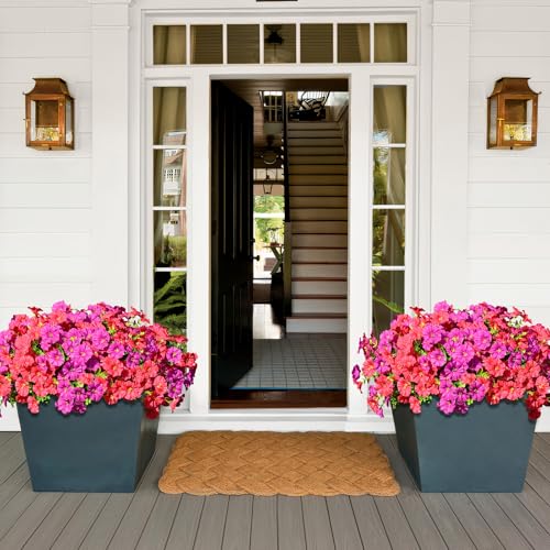 Artificial Flowers for Outdoors, 26 Bundles Fake Outdoor Flowers, UV Resistant Artificial Outdoor Plants & Flowers for Decoration, Colorful Morning Glory for Garden Porch Yard Patio, Fuchsia & Red - color: Fuchsia & Rose Red, size: 26 Bundles