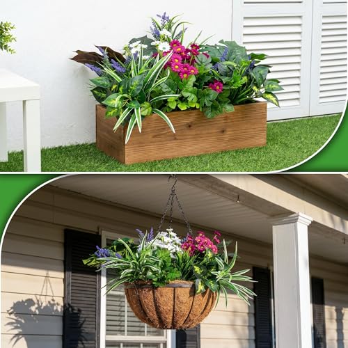 LUNETH 19PCS Artificial Plants Outdoor Fake Plants UV Resistant Artificial Flowers Greenery Stems Faux Plants Bushes for Outdoor Patio Garden Front Porch Yard Decor - color: Mix-1