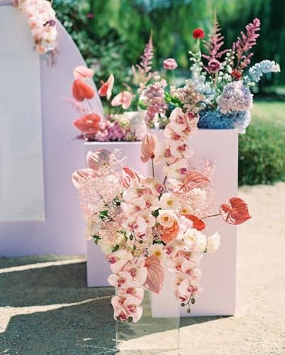 IPOPU 2pcs Champagne Pink Orchid Artificial Flowers, 34.3" Real Touch Fake Orchid Latex Phalaenopsis Branches for Home Party Wedding Bridal Shower Decoration - color: Champagne