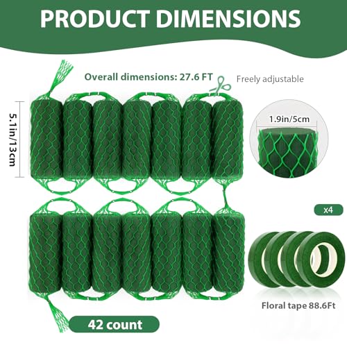 42 Pcs Floral Foam Garland 27.6ft Flower Sponge Blocks Kit, Absorption Flower Holder Arch Door Tabletop Flower Arrangement Material Floral Craft Wet Foam Blocks for Home Wedding Holiday Decoration - color: 42 Pcs