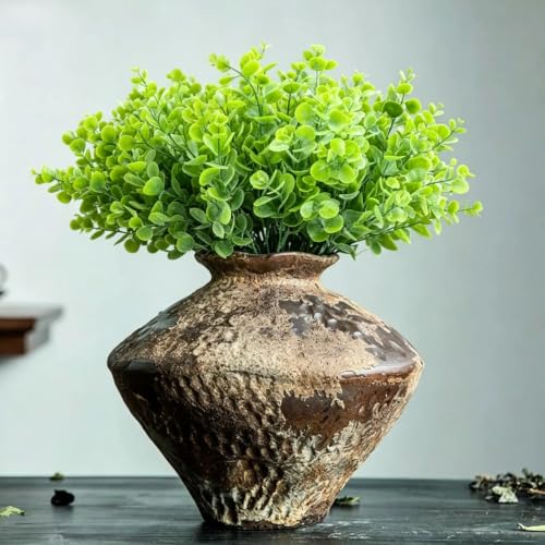 8 Bundles Multi Colored Artificial Eucalyptus Leaves, Plastic Plants, Outdoor Plants, Indoor Decorative Artificial Plants, Porch Window Frames, Green Plant Decorations (8, Light Green) - color: Light Green