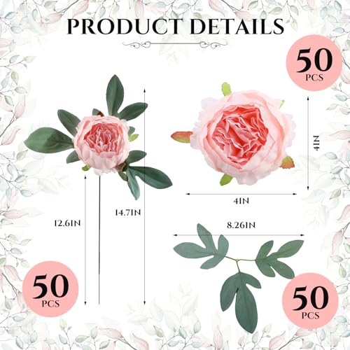 Zeyune 50pcs Artificial Peonies Flowers 4'' Fake Peonies DIY Craft Silk Flower Bulk for Home Wedding Bridal Bouquet Birthday Dining Room Table Centerpieces Backdrop Party Decor(Pink) - color: Pink
