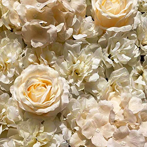 16"x 24" Artificial Flower Wall Panels,Flower Wall Mat Silk Flower Panels for Outdoor Garden Backyard Fence Fence Privacy Screen and Indoor Wall Decor (6Pcs Light Yellow) - color: 6Pcs Light Yellow