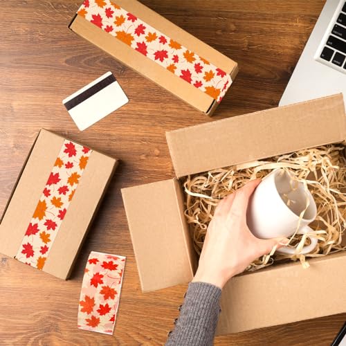 Whaline Fall Maple Leaves Decorative Packing Tape 100 Yard Gift Boxes Wrapping Tape for Autumn Thanksgiving DIY Art Craft Small Business Sealing Boxes Mail Boxes Supplies - style: Maple Leaves