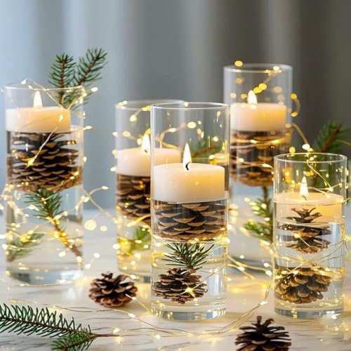 12 Pack Glass Cylinder Vases for Centerpieces 10 Inch Tall Clear Flower Bulk Vase Hurricane Floating Candle Holder for Table Home Decor Wedding Holiday Floral Shelf Party Dining Decoration - size: 10 Inch