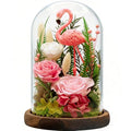 Eternal Flowers with Flamingo-Big Flower Big Love- Graduation Flowers Gifts for Daughter Wife Mom-Forever Flower in Glass Dome-Flowers for Delivery Prime on Anniversary Valentines Birthday (Pink) - color: Pink