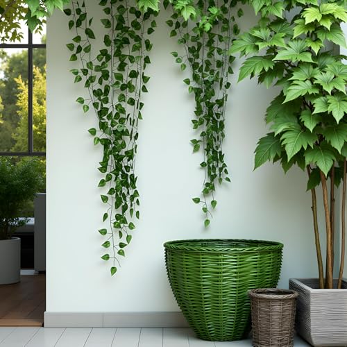 48 Pcs 336 Feet Fake Climbing Vines Ivy for Bedroom, Artificial Greenery Foliage Leaves Garland Wall Plants Decor