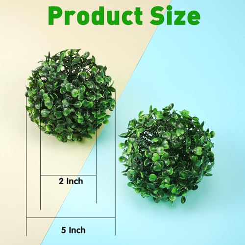 Hotop 2 Pcs 5 Inch Artificial Plant Topiary Ball 4 Layers Garden Spheres Boxwood Balls Artificial Topiaries Spheres Decorative Plants for Backyard, Balcony, Garden, Indoor Outdoor Decor(Green) - color: Green, size: 5 Inch