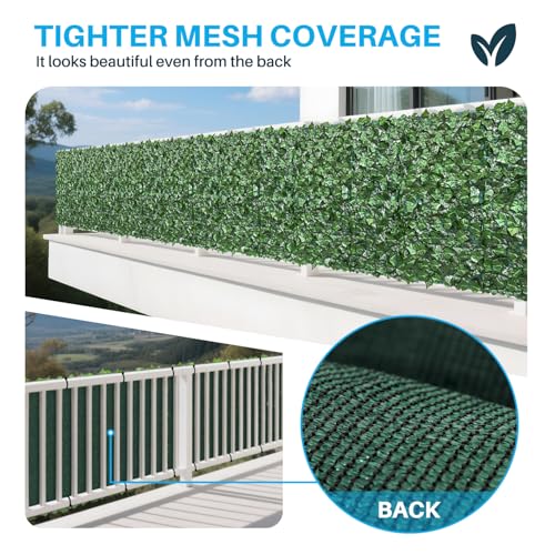 Patio Paradise 6'x12'-1Pc Faux Ivy Fence Privacy Screen Artificial Greenery Wall Backdrop,Fake Grass Wall Panels for Outside Apartment Balcony,Vine Leaf Decor for Outdoor Patio Chain Link - color: Faux IVY Leaves with Net Backing, size: 6' x 12'