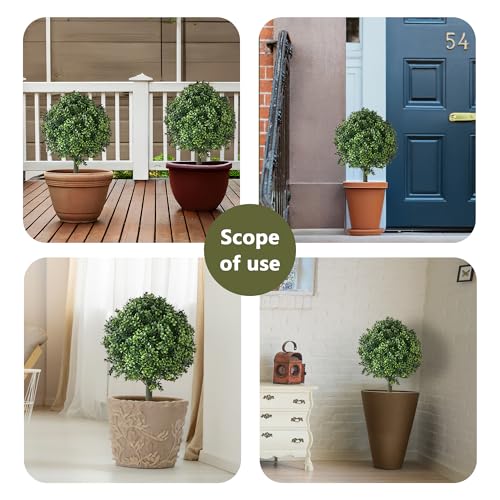 28" Artificial Boxwood Topiary Ball Trees with Ground Spike for Outdoor,Set of 2 UV Resistant Artificial Shrub Bushes,Artificial Plants,Fake Boxwood Plants for Indoor, Garden, Yard,Patio Décor - color: Green Boxwood