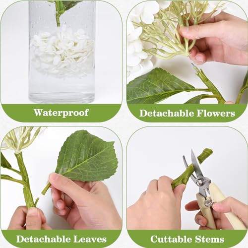Artflower 4Pcs Real Touch Hydrangea Artificial Flowers, 22.5'' White Full Latex Faux Hydrangea Flowers for Home Floral Arrangements Wedding Bouquets Kitchen Table Centerpiece Decorations - color: White, size: 4 Pcs
