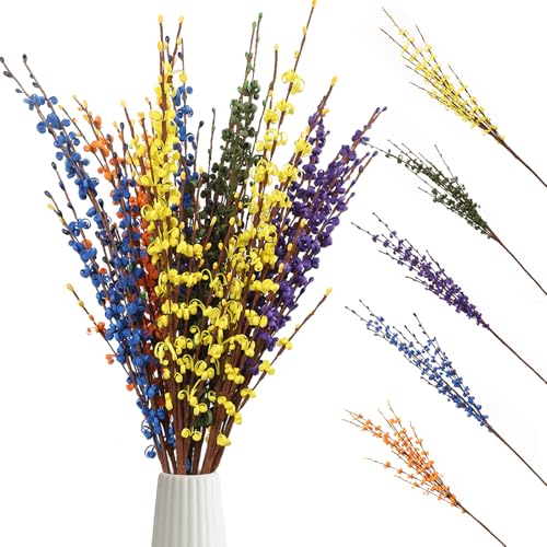 Wootkey 29.5" 10 Pcs Colorful Long Jasmine Artificial Flowers Faux Dry Jasmine Flowers for Vases Indoor Home Decorations Spring Party Decor (DeepColor) - color: Deepcolor, size: 10pcs-29.5''