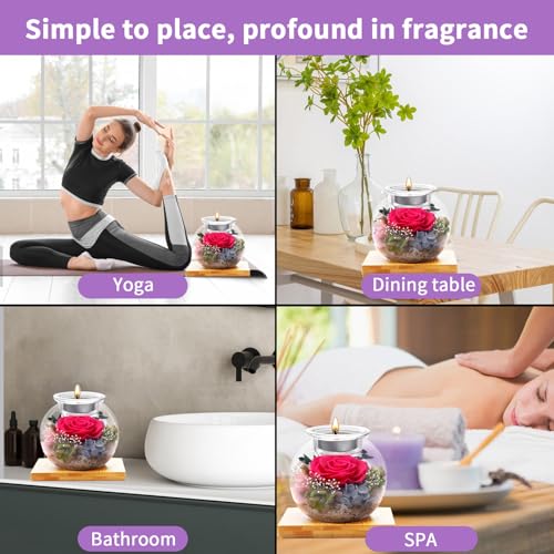 Flowers for Delivery, Preserved Flower in Glass Dome with Scented Candle, Long Lasting Rose Gifts for Women Wife Girlfriend on Christmas Mothers Day Valentines Day Birthday (Pink) - color: Pink