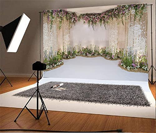 AOFOTO 12x8ft Arch for Wedding Ceremony Backdrop Interior Romantic Flower Canopy Archway Banner Photography Background Bride Girlfriend Lovers Fiancee Nuptial Decoration Studio Props Vinyl Wallpaper - size: 12x8ft