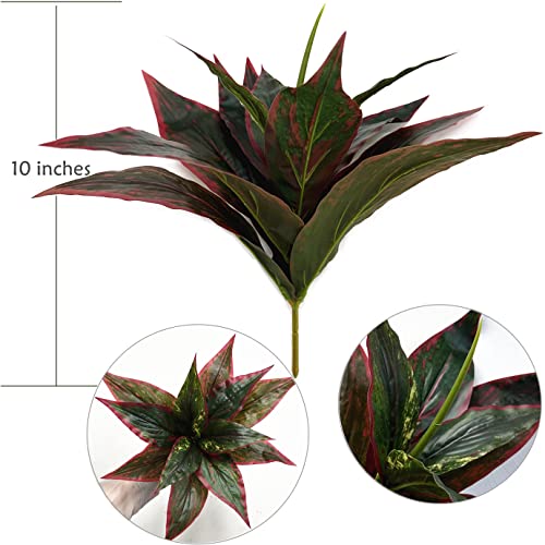 Artificial Agave Fake Plants, Faux Shrubs Grass Bushes Plant Plastic Flowers for Wedding Party Office Indoor Outdoor Room Yard Garden Greenery Leaves Decor Planter Filler DIY Decoration Red 4 Pack - color: Agave Grass/ Red / 4 Pack