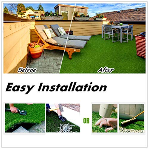 Fas Home Artificial Grass Turf 1.38" Custom Sizes, Fake Grass Indoor Outdoor Rug Synthetic Lawn Carpet,Faux Grass Landscape for Décor,Astroturf for Dogs with Drain Holes (3FTx8FT) - color: 3ft, size: 3FTx8FT