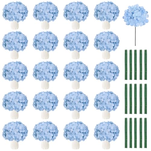 108PCS Hydrangea Artificial Flowers Silk Fake Flowers with Stems for Mother's Day, Home Wedding Decor, Party Table Centerpieces DIY Project and Bouquet Floral Garlands Decoration (Blue) - color: Blue