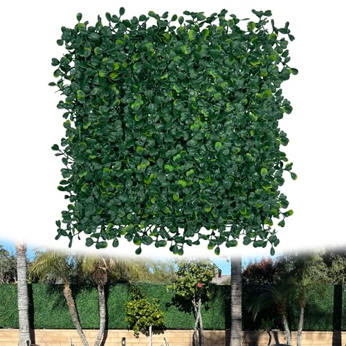 ODTORY Artificial Greenery Grass Wall Panel, 10x10 Inch 20-Pack (14 sqft), UV-Anti Fake Ivy Fence Privacy Screen Green Boxwood Covering for Indoor and Outdoor Home Wall Decor - size: 10"X10" 20P