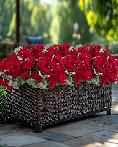 DuHouse Artificial Flowers for Outdoor Indoor Garden Home Decoration 6 Bundles Artificial Geranium Flowers for Outdoors UV Resistant Faux Flowers for Kitchen Table Centerpieces Decor - color: Red