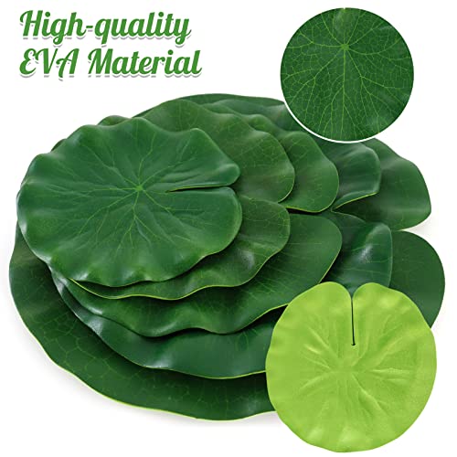 AIQINHU 10 Pcs Artificial Lily Pads for Pond Pool, 5 Sizes Realistic Floating Foam Lotus Leaves, Large Plastic Water Lily Pads Leaves for Pond Pool Fountain Garden Decoration - color: Artificial Lily Pads