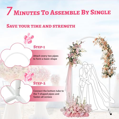 6FT Wedding Arch Backdrop Stand, White Metal Arch Stand for Wedding Ceremony, Birthday Party, Baby Shower, Graduation, Floral Balloon Decoration - color: White, size: 6FT