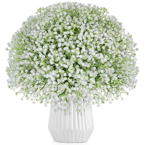 150 Pcs Baby Breath Artificial Flowers Fake White Baby Breath Flower Artificial Bulk Real Touch Faux Gypsophila Bouquet for Wedding Floral Arrangement Centerpieces Table Decoration (White, 150 PCS) - size: 150 PCS
