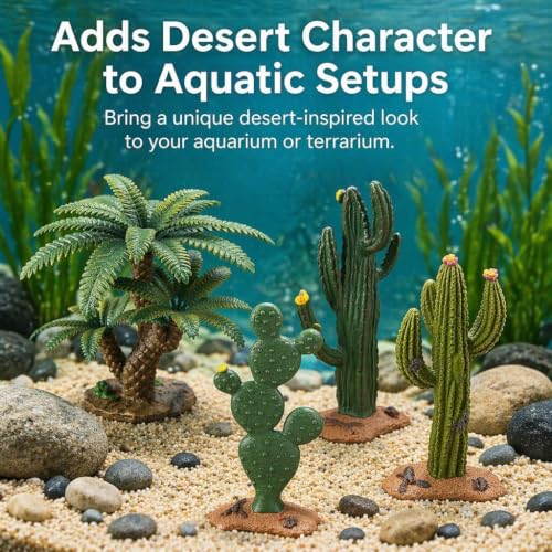 EOIVSH Desert Diorama Supplies with Cactus Kit and Model Palm Tree, Artificial Greenery Plant Cacti Decoration, Desert Diorama Project Sandbox Cake Topper Landscape Scene - style: Cactus and Palm Tree