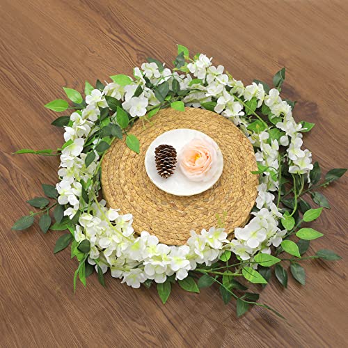 Findosom Wisteria Artificial Flowers Garland, 5Pcs Total 36FT White Wisteria Hanging Flowers, Flower Garland Decorations for Home Garden Outdoor Ceremony Wedding Arch Decoration - color: White, size: 5 PCS
