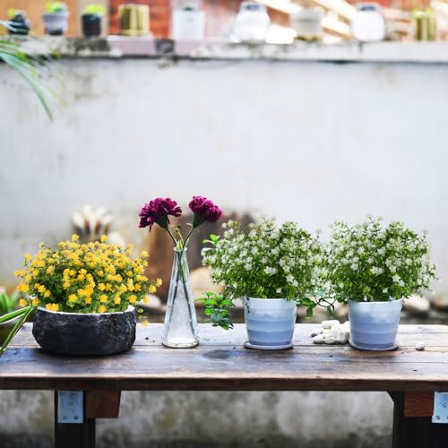 24 Bundles Artificial Flowers Fake Boxwood Shrubs UV Resistant No Fade Faux Greenery Faux Plastic Lotus for Home Garden Hanging Planter Indoor Porch Patio Office Wedding Decoration(Off-White) - color: Off-white
