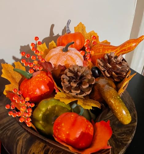 32 Pack Fall Berry Stems, Fall Floral Picks and Sprays 8 Inch Orange Artificial Berry Branches for Autumn Thanksgiving Home Decorations