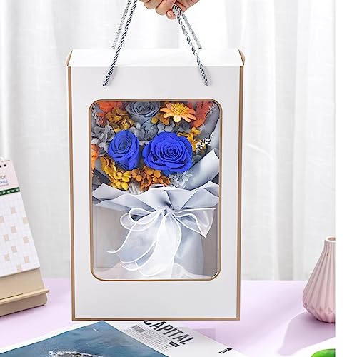 lovenfold Flowers for Delivery Prime,Preserved Flowers Bouquets,Blue Rose Bouquets That Last 1-3 Years,Birthday Flowers Gifts for Women Mom Grandma Wife Friends - color: BLUE